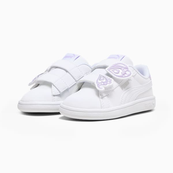 Tenis Infantiles PUMA Smash 3.0 Butterfly, PUMA White-Vivid Violet-PUMA Silver, extralarge