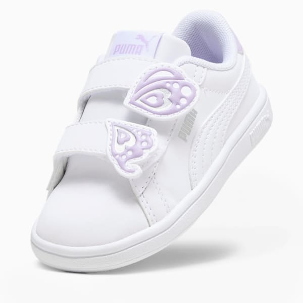 Tenis Infantiles PUMA Smash 3.0 Butterfly, PUMA White-Vivid Violet-PUMA Silver, extralarge