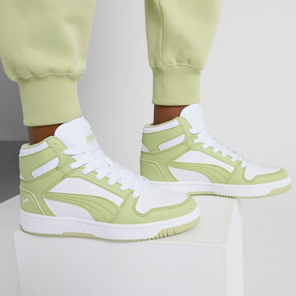 Tenis para mujer PUMA Rebound LayUp SL, PUMA White-Pistachio Green-Calming Green, extralarge