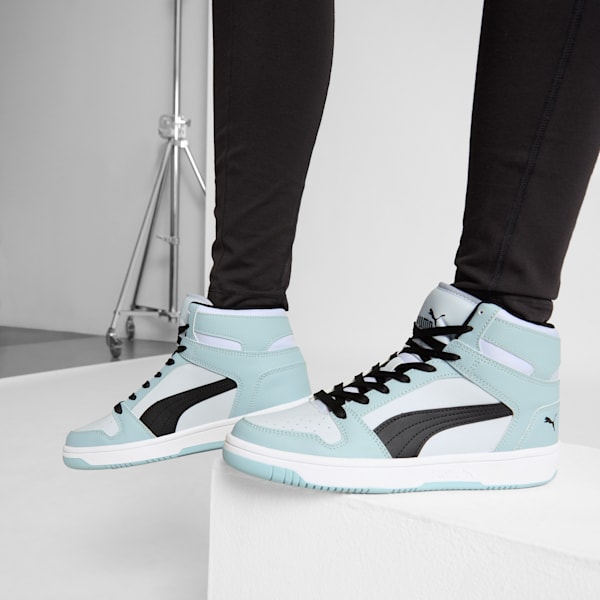 PUMA Rebound LayUP SL Women's Sneakers, Silver Mist-PUMA Black-Frosted Dew, extralarge