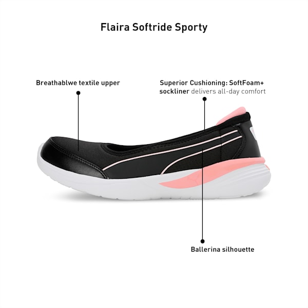 Flaira Softride Sporty Women's Slip-On Shoes, PUMA Black-Peach Smoothie-PUMA White, extralarge-IND