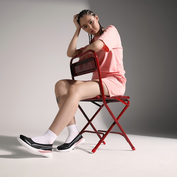 Flaira Softride Sporty Women's Slip-On Shoes, PUMA Black-Peach Smoothie-PUMA White, extralarge-IND