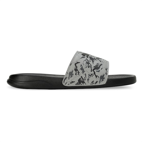 Logo Pop Slides, Concrete Gray-PUMA Black-Cool Dark Gray, extralarge-IND