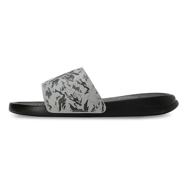 Logo Pop Slides, Concrete Gray-PUMA Black-Cool Dark Gray, extralarge-IND