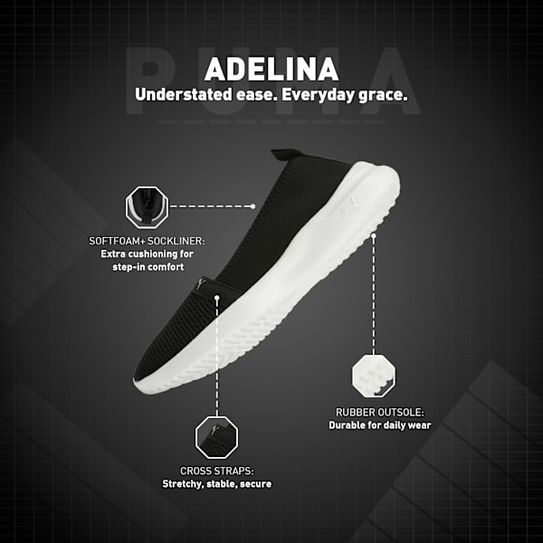 Adelina Women's Ballerina Shoes, PUMA Black-PUMA Silver, extralarge-IND