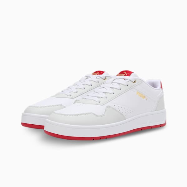 Court Classic Sneakers, PUMA White-Vapor Gray-Club Red, extralarge-IND