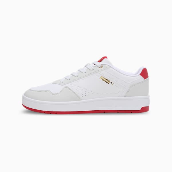 Court Classic Sneakers, PUMA White-Vapor Gray-Club Red, extralarge-IND