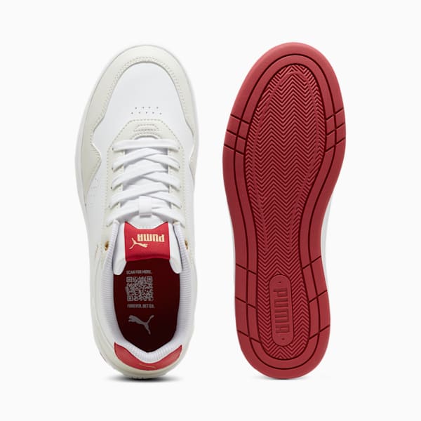 Court Classic Men's Sneakers, PUMA White-Vapor Gray-Club Red, extralarge