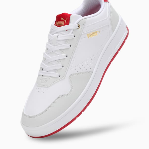Court Classic Sneakers, PUMA White-Vapor Gray-Club Red, extralarge-IND