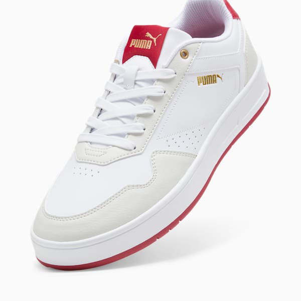 Court Classic Men's Sneakers, PUMA White-Vapor Gray-Club Red, extralarge