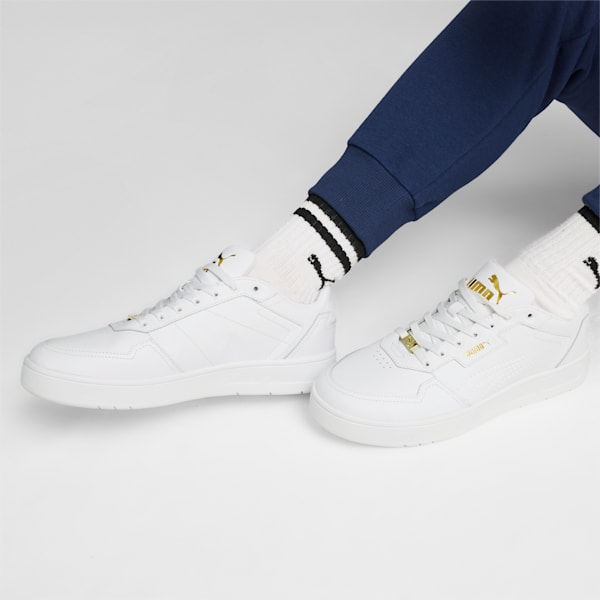 Court Classic Lux Unisex Sneakers, PUMA White-PUMA Gold, extralarge-AUS