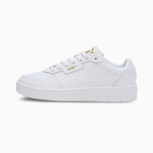 Court Classic Lux Unisex Sneakers, PUMA White-PUMA Gold, extralarge-IND