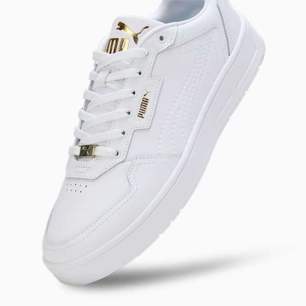 Court Classic Lux Unisex Sneakers, PUMA White-PUMA Gold, extralarge-IND