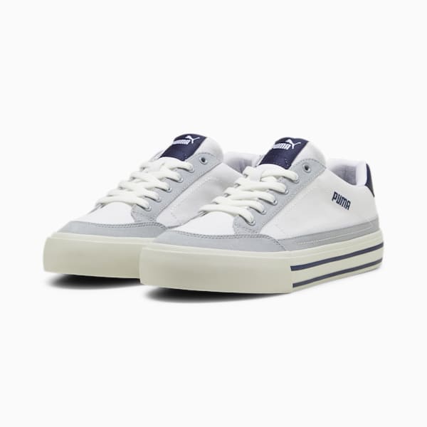 Court Classic Vulc Men's Sneakers, PUMA White-PUMA Navy-Cool Mid Gray, extralarge