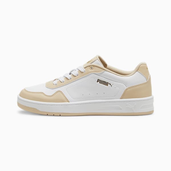 Court Classy Women's Sneakers, PUMA White-Cashew-PUMA Gold, extralarge