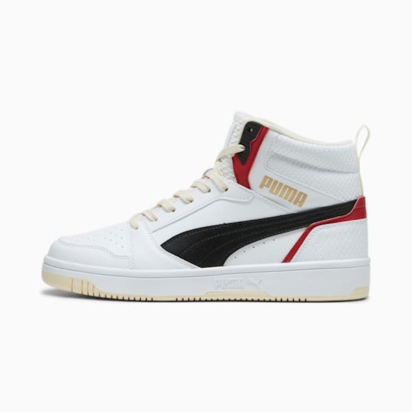 Rebound v6 Dragon Year Sneakers, PUMA White-PUMA Black-Club Red-Sugared Almond, extralarge