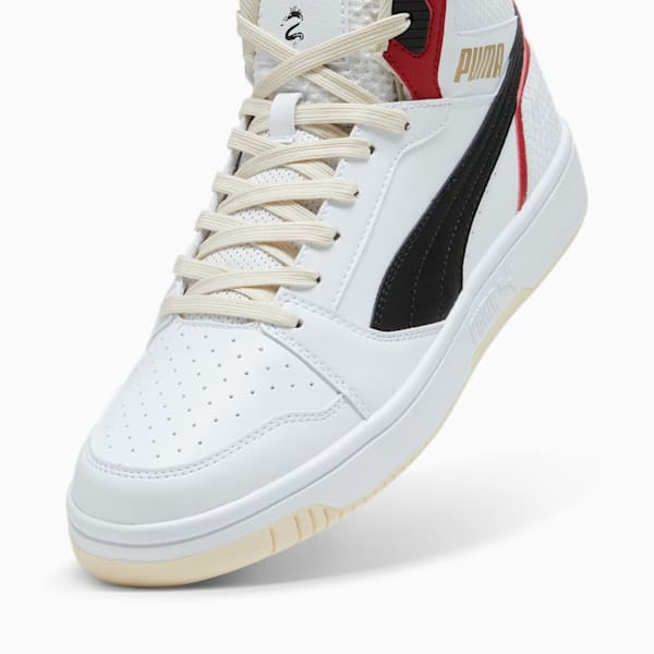 Rebound v6 Dragon Year Sneakers, PUMA White-PUMA Black-Club Red-Sugared Almond, extralarge