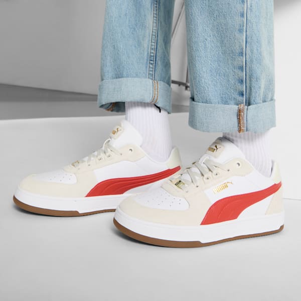 Sneakers PUMA Caven 2.0 Lux SD, Vapor Gray-Red Fire-PUMA White, extralarge