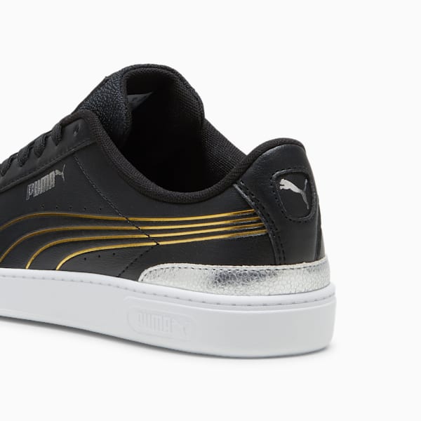 Vikky v3 Metallic Shine Women's Sneakers, PUMA Black-PUMA Gold-PUMA White, extralarge