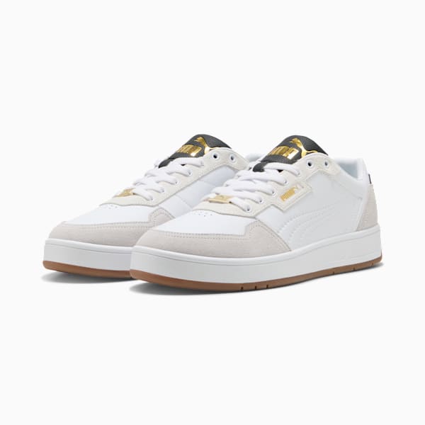 Court Classic Lux Sneakers Unisex, PUMA White-Feather Gray-PUMA Black, extralarge