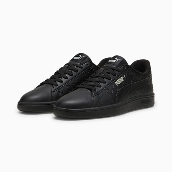 Puma Smash 3.0 Low Top Sneaker In Black- Black-white