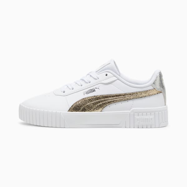 Tenis para mujer Carina 2.0 Metallic Shine, PUMA White-PUMA Gold-PUMA Silver, extralarge