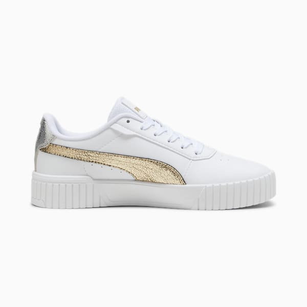 Carina 2.0 Metallic Shine Women's Sneakers, PUMA White-PUMA Gold-PUMA Silver, extralarge