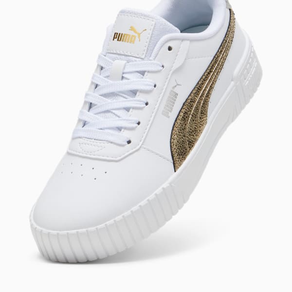 Carina 2.0 Metallic Shine Women's Sneakers, PUMA White-PUMA Gold-PUMA Silver, extralarge