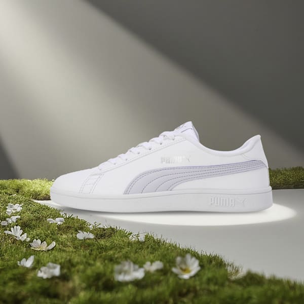 Smashic Women's Soft Suede Sneakers, PUMA White-Spring Lavender-Matte Silver, extralarge-IND