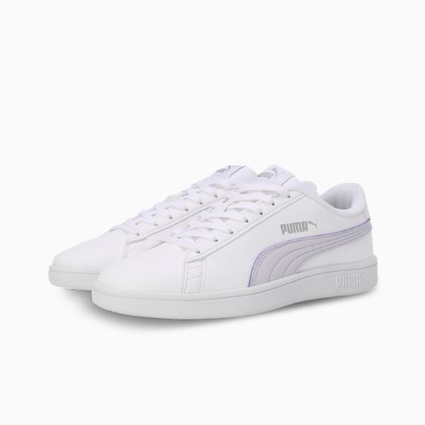 Smashic Women's Soft Suede Sneakers, PUMA White-Spring Lavender-Matte Silver, extralarge-IND