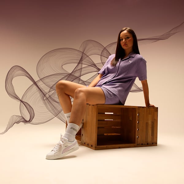 Smashic Women's Soft Suede Sneakers, PUMA White-Spring Lavender-Matte Silver, extralarge-IND