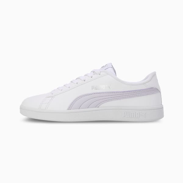 Smashic Women's Soft Suede Sneakers, PUMA White-Spring Lavender-Matte Silver, extralarge-IND