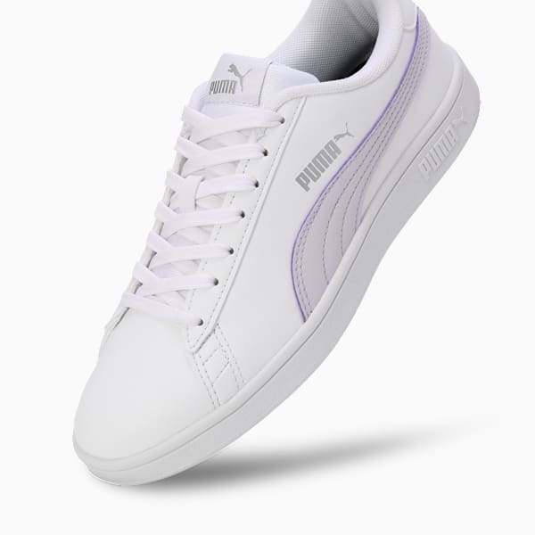 Smashic Women's Comfort Casual Sneakers, PUMA White-Spring Lavender-Matte Silver, extralarge-IND