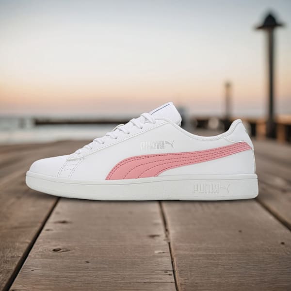 Smashic Women's Soft Suede Sneakers, PUMA White-Peony-Matte Silver, extralarge-IND