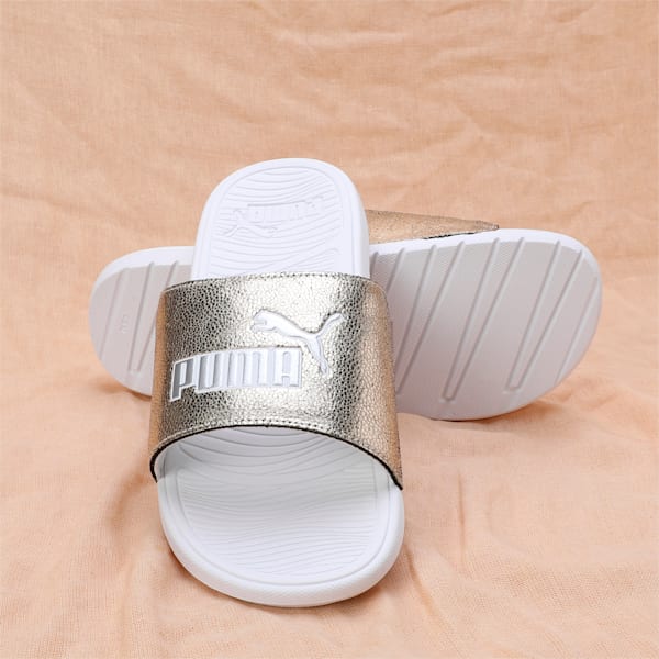 Silver puma slides sales