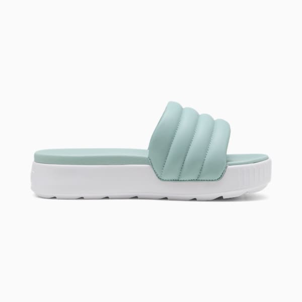 Karmen Puffy Women's Slides, Modern Mint-PUMA White, extralarge