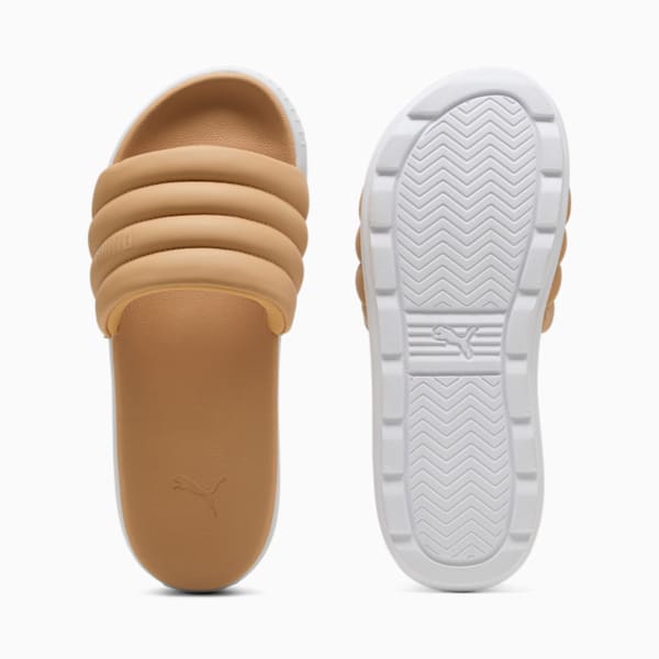 Karmen Puffy Women's Slides, Warm Beige-PUMA White, extralarge