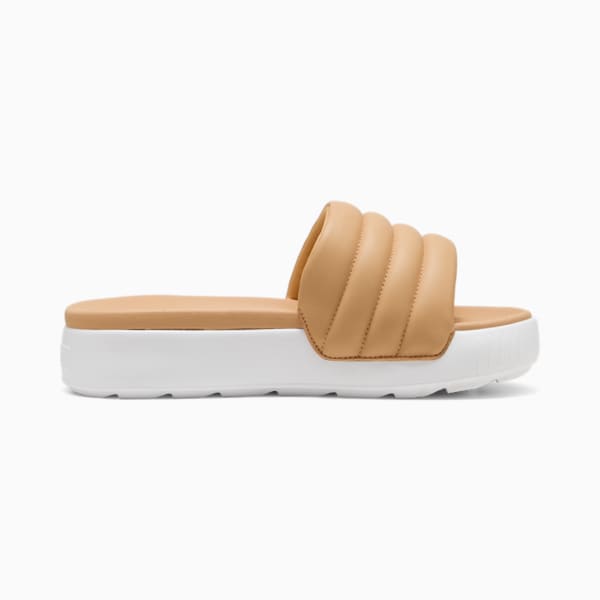 Karmen Puffy Women's Slides, Warm Beige-PUMA White, extralarge