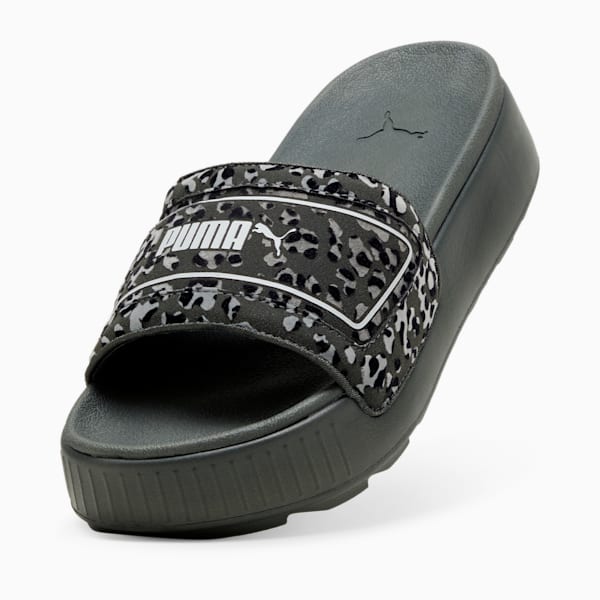 Karmen Drama Women's Slides, Mineral Gray-Stormy Slate-PUMA Black, extralarge