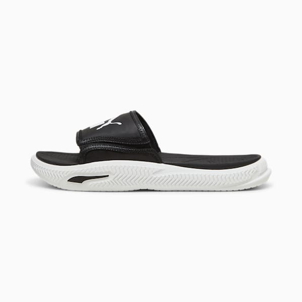 Puma black slide flip flop hotsell