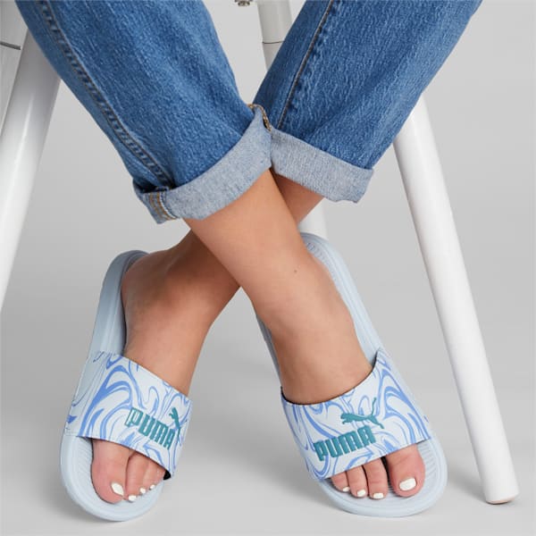 Cool Cat 2.0 Marbleized Women's Slides, Icy Blue-Bold Blue-Blissful Blue, extralarge