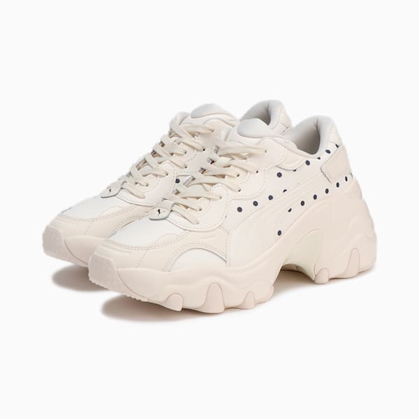 ウィメンズ パルサー ウェッジ ポルカドット スニーカー, Frosted Ivory-Frosted Ivory-PUMA Navy, extralarge-JPN