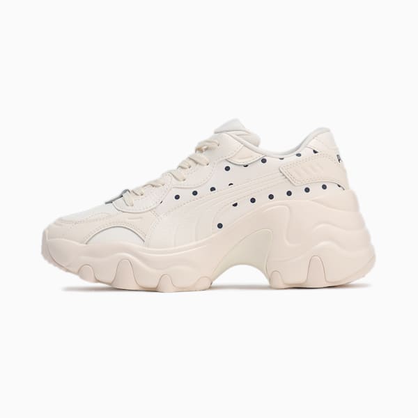 ウィメンズ パルサー ウェッジ ポルカドット スニーカー, Frosted Ivory-Frosted Ivory-PUMA Navy, extralarge-JPN