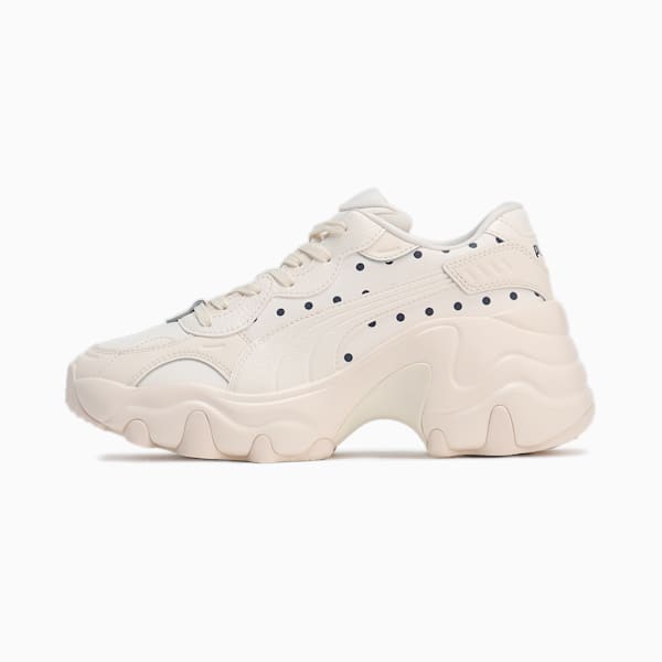 ウィメンズ パルサー ウェッジ ポルカドット スニーカー, Frosted Ivory-Frosted Ivory-PUMA Navy, extralarge-JPN