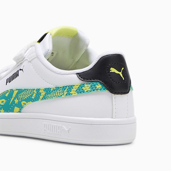 PUMA Smash 3.0 Masked Hero Little Kids' Sneakers, PUMA White-Sparkling Green-Lime Sheen, extralarge
