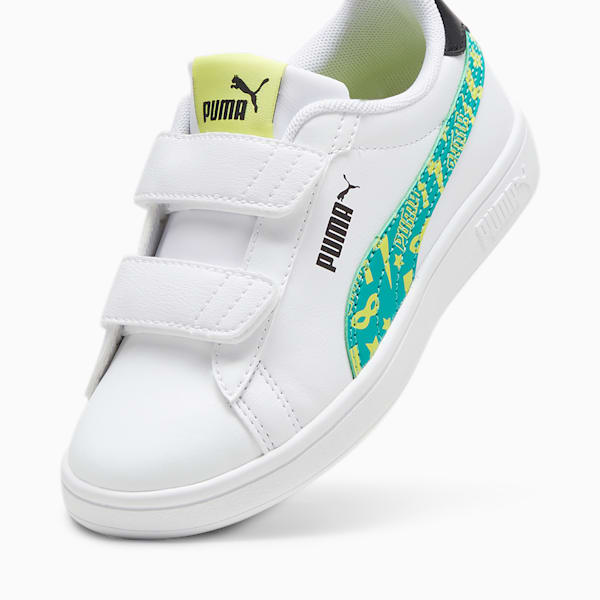  PUMA Smash 3.0 Glitz Glam Hook and Loop Sneaker, Peach  Smoothie White, 12.5 US Unisex Little Kid