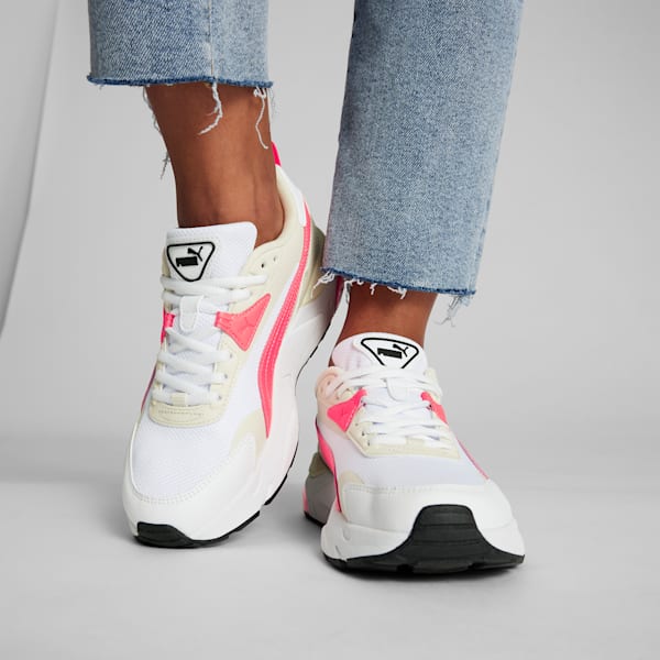 Vis2K Women's Sneaker, PUMA White-Fire Orchid-Alpine Snow, extralarge