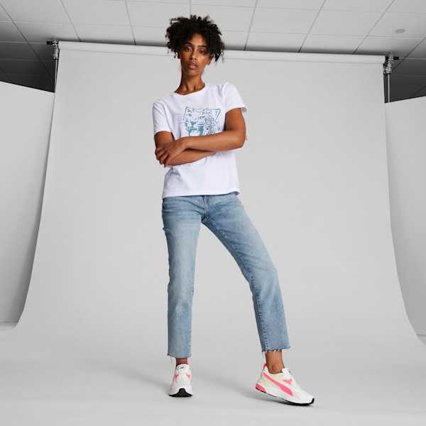 Zapatos deportivos Vis2K para mujer, PUMA White-Fire Orchid-Alpine Snow, extralarge