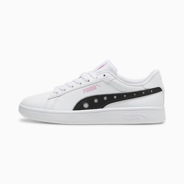 キッズ プーマ スマッシュ 3.0 ダンスパーティー スニーカー 22-25cm, PUMA White-PUMA Black-Pink Lilac, extralarge-JPN