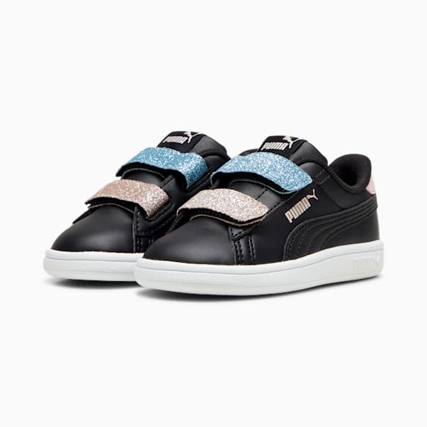 Smash 3.0 L Glitter V Toddlers' Sneakers, PUMA Black-Frosted Dew-Mauve Mist, extralarge